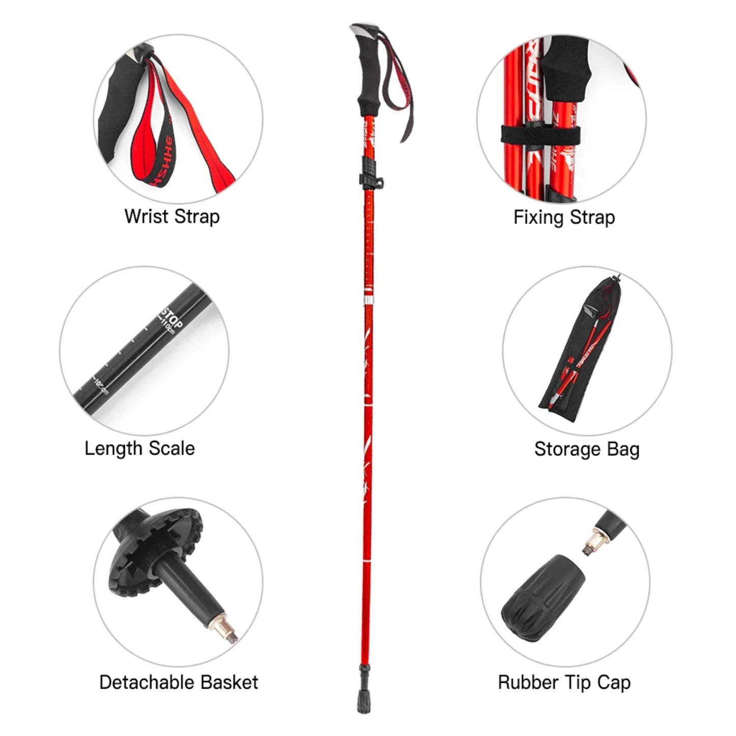 Lightweight Collapsible Trekking Pole Five-fold Walking Stick