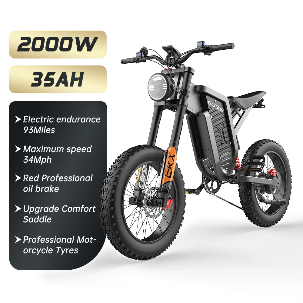 EKX X21 Adults Electric Bike 2000W  Samsung Battery  20“*4.0 Off Road Tyre Mountain Ebike