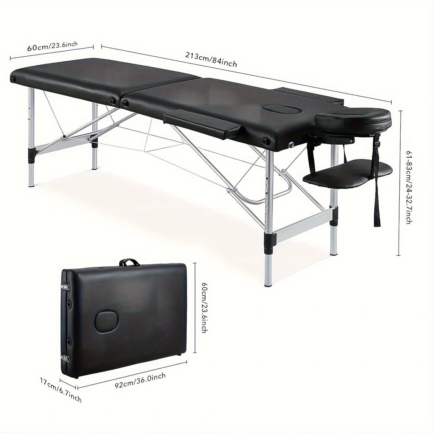 84in Wide Height Adjustable Portable Massage Table