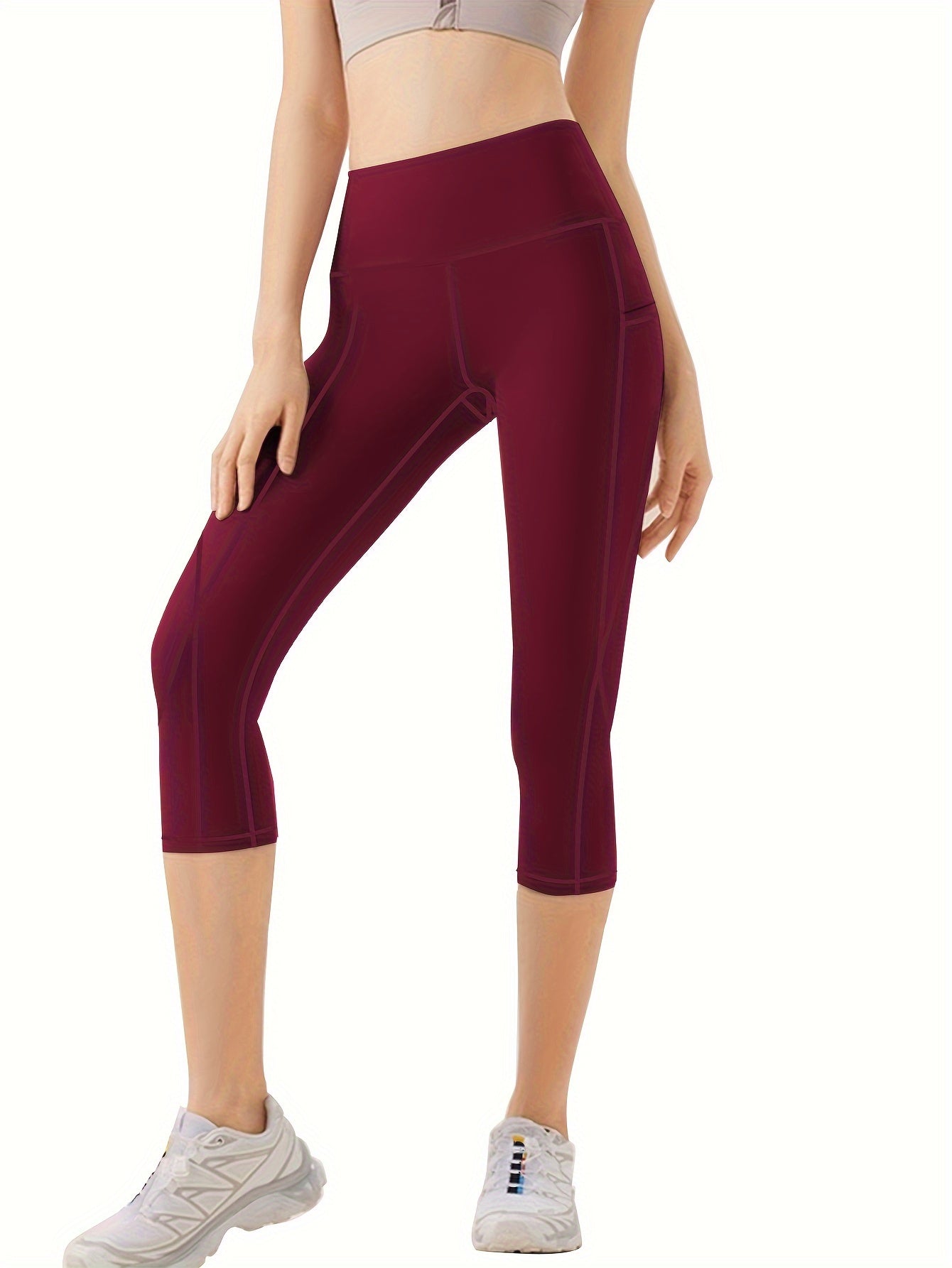 4pcs Plus-Size Women's Capri Yoga Leggings