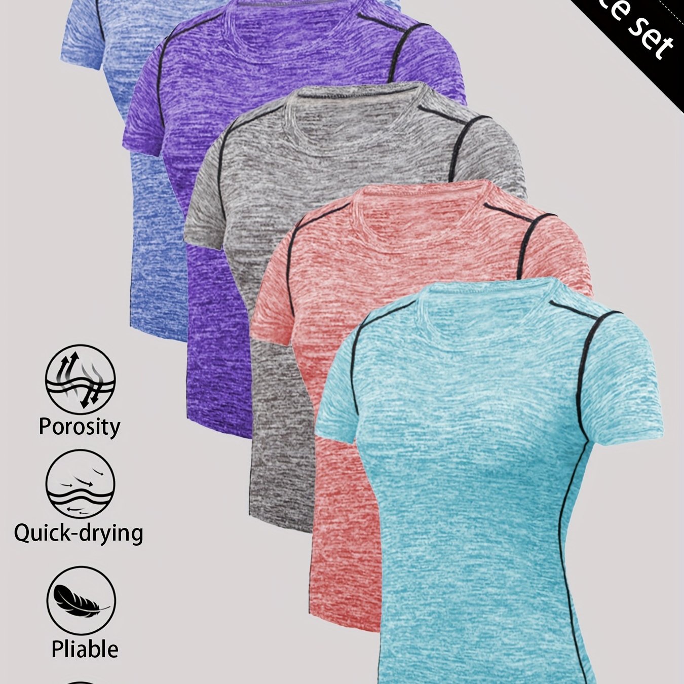 5pcs Women's Quick-Dry Athletic T-Shirts