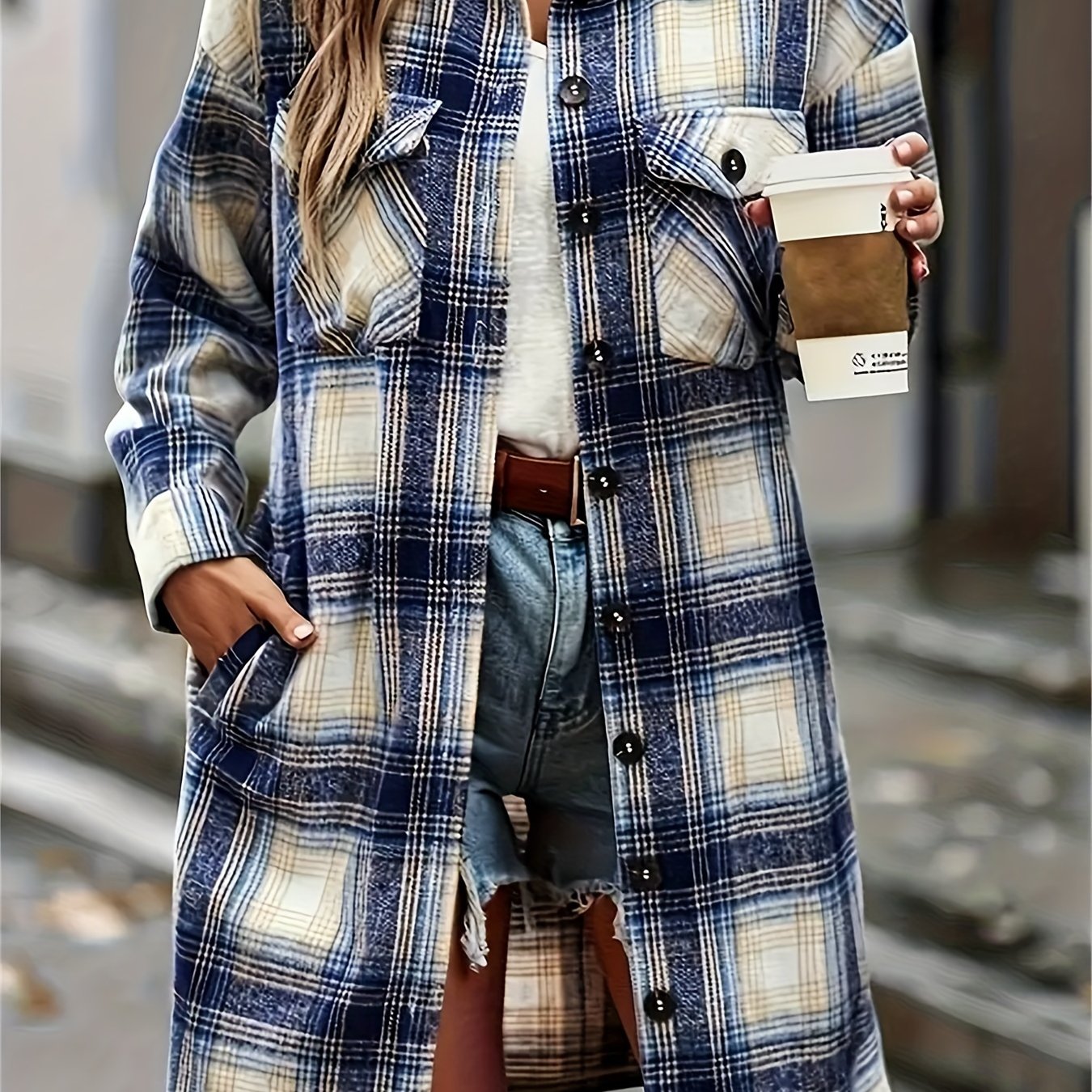 Classic Mid-Length Buffalo Plaid Shirt Jacket