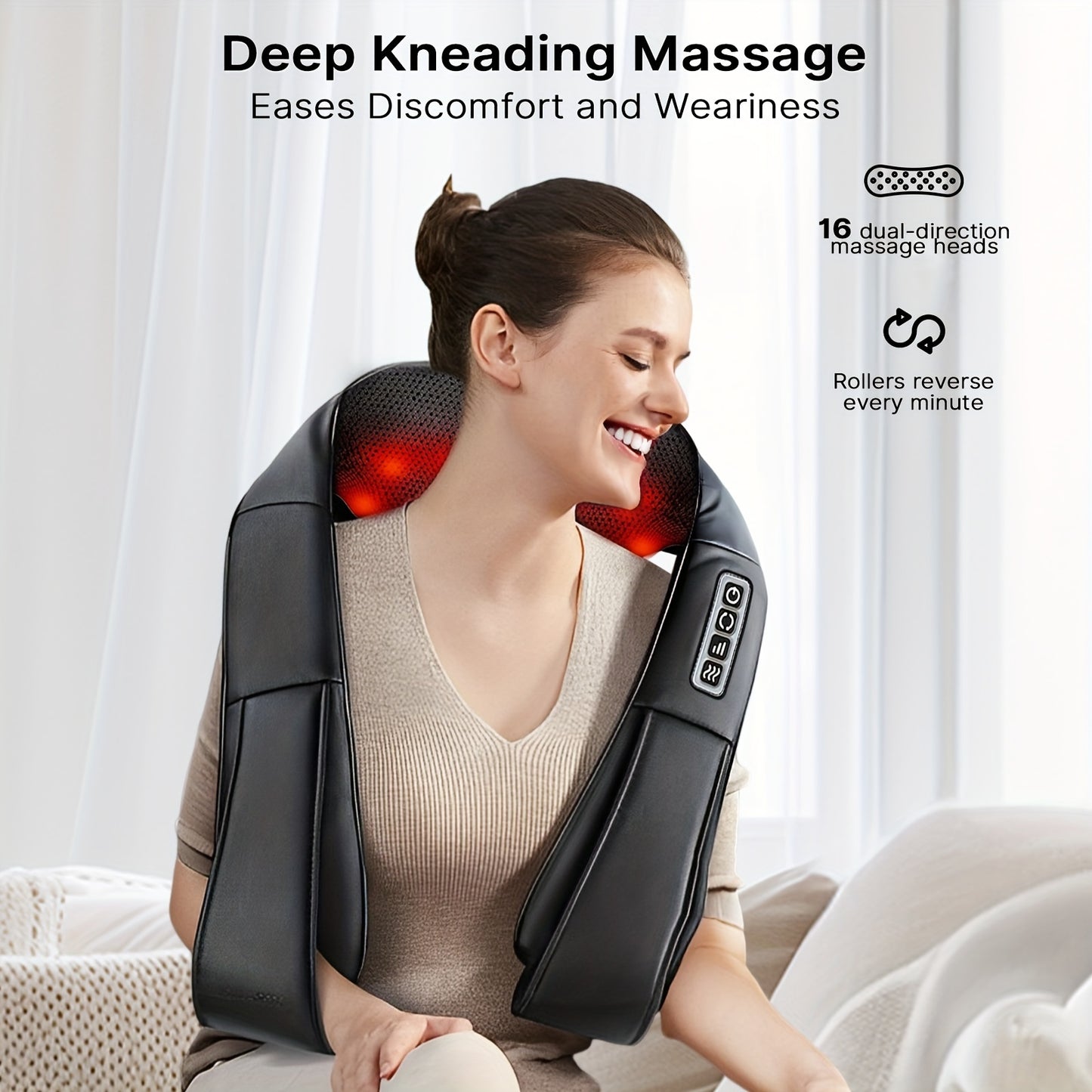 4D Deep Kneading Shiatsu Electric Massager with Heat