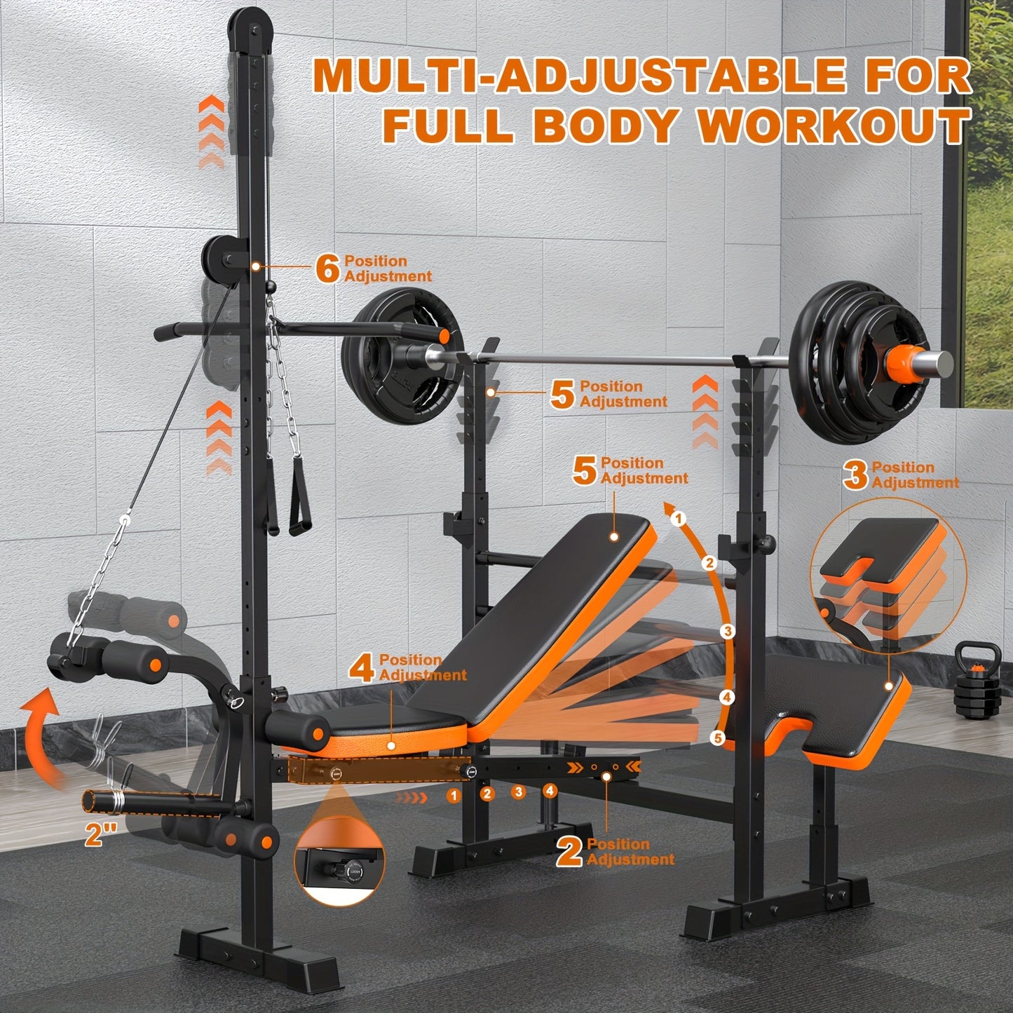 8-in-1 All In One Adjustable & Foldable Weight Bench