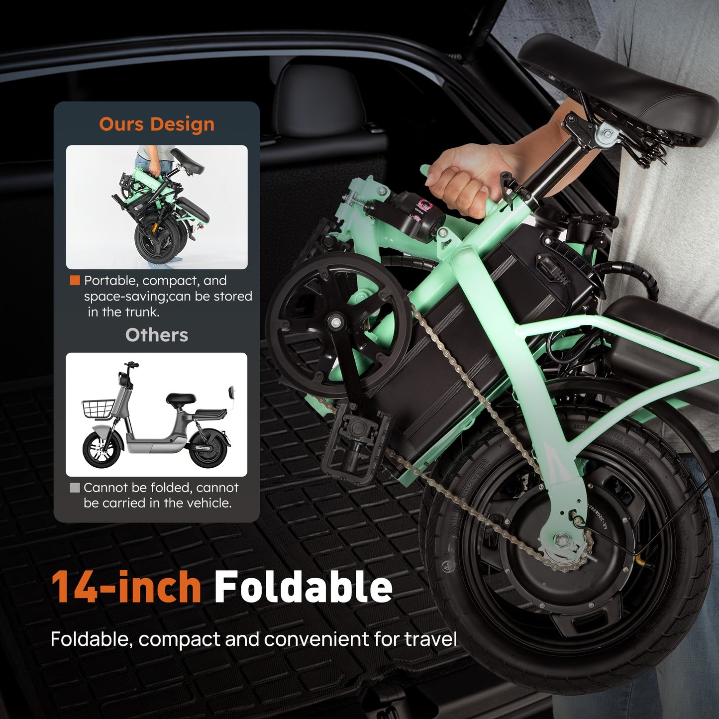 Green Folding Electric Bike