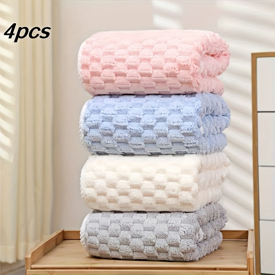 Pack of 4 Waffled Super Soft Woven Bath Towels