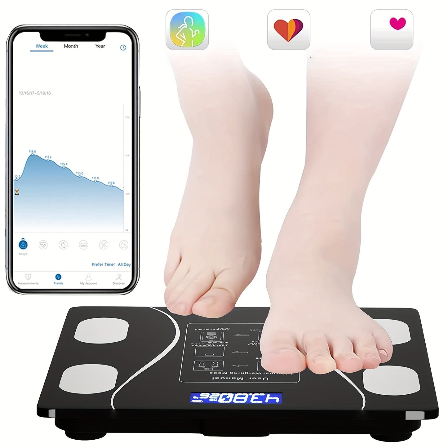 Daily Weight Tracking Smart Digital Bathroom Scale