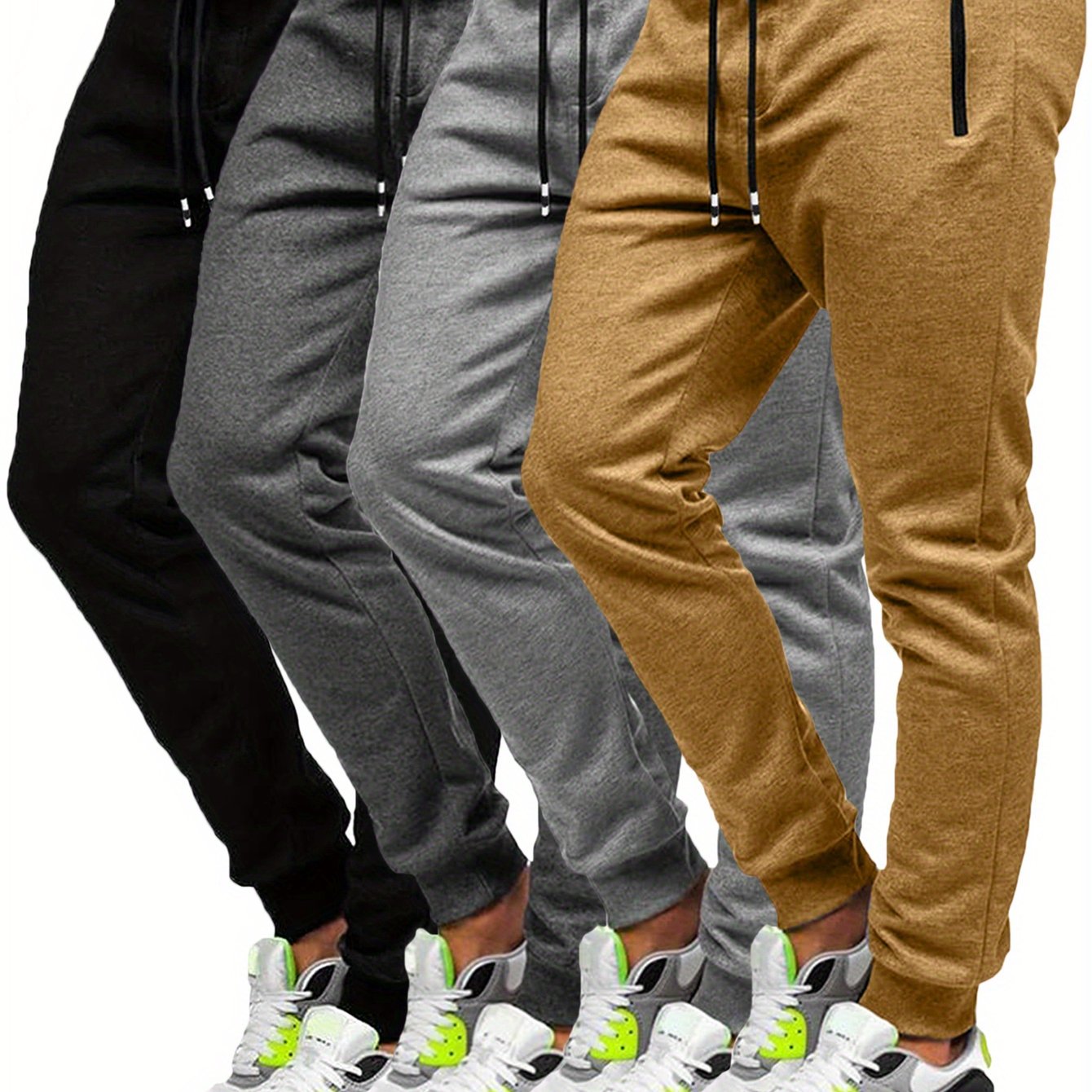 4pcs Men's Slim Fit Jogging Sweatpants