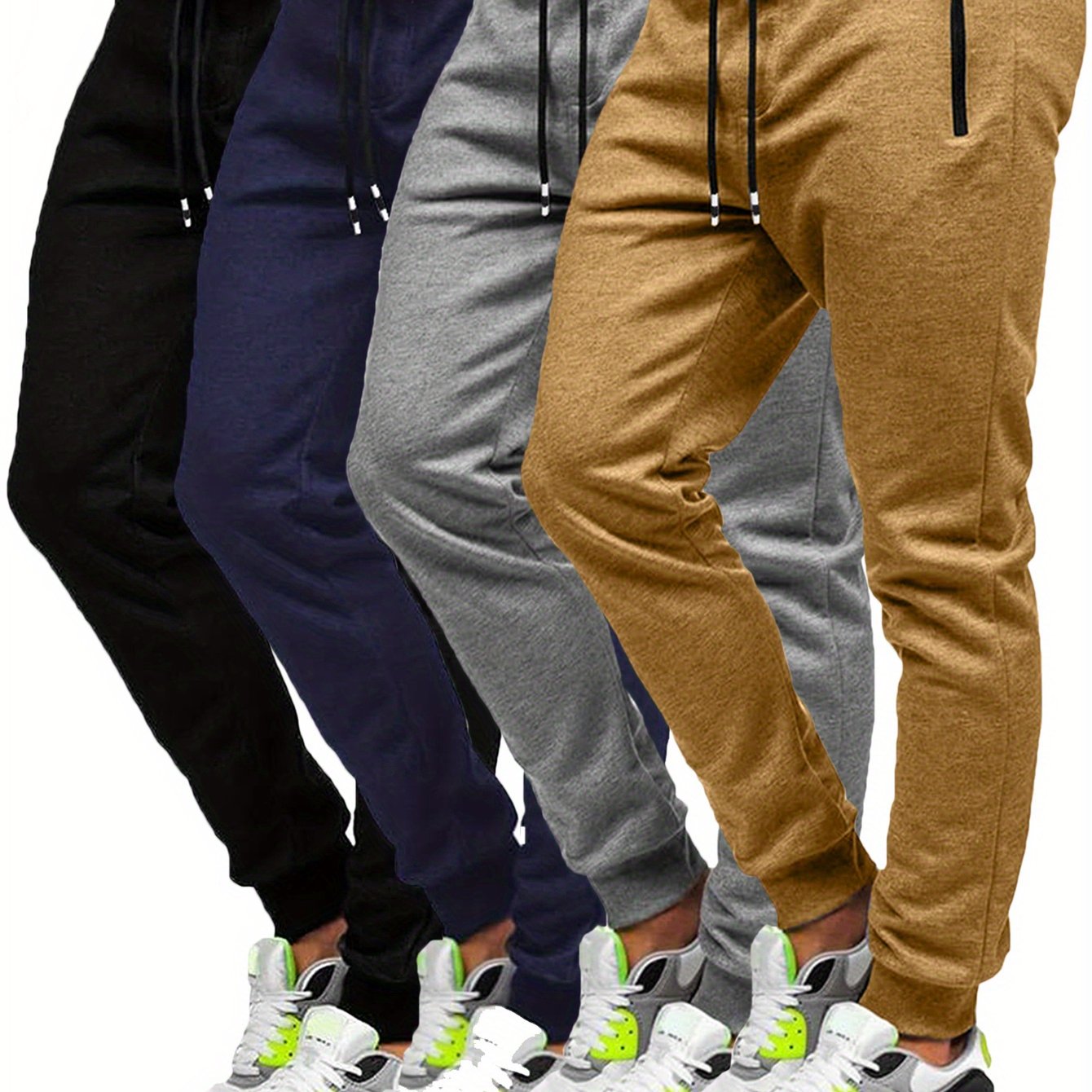 4pcs Men's Slim Fit Jogging Sweatpants