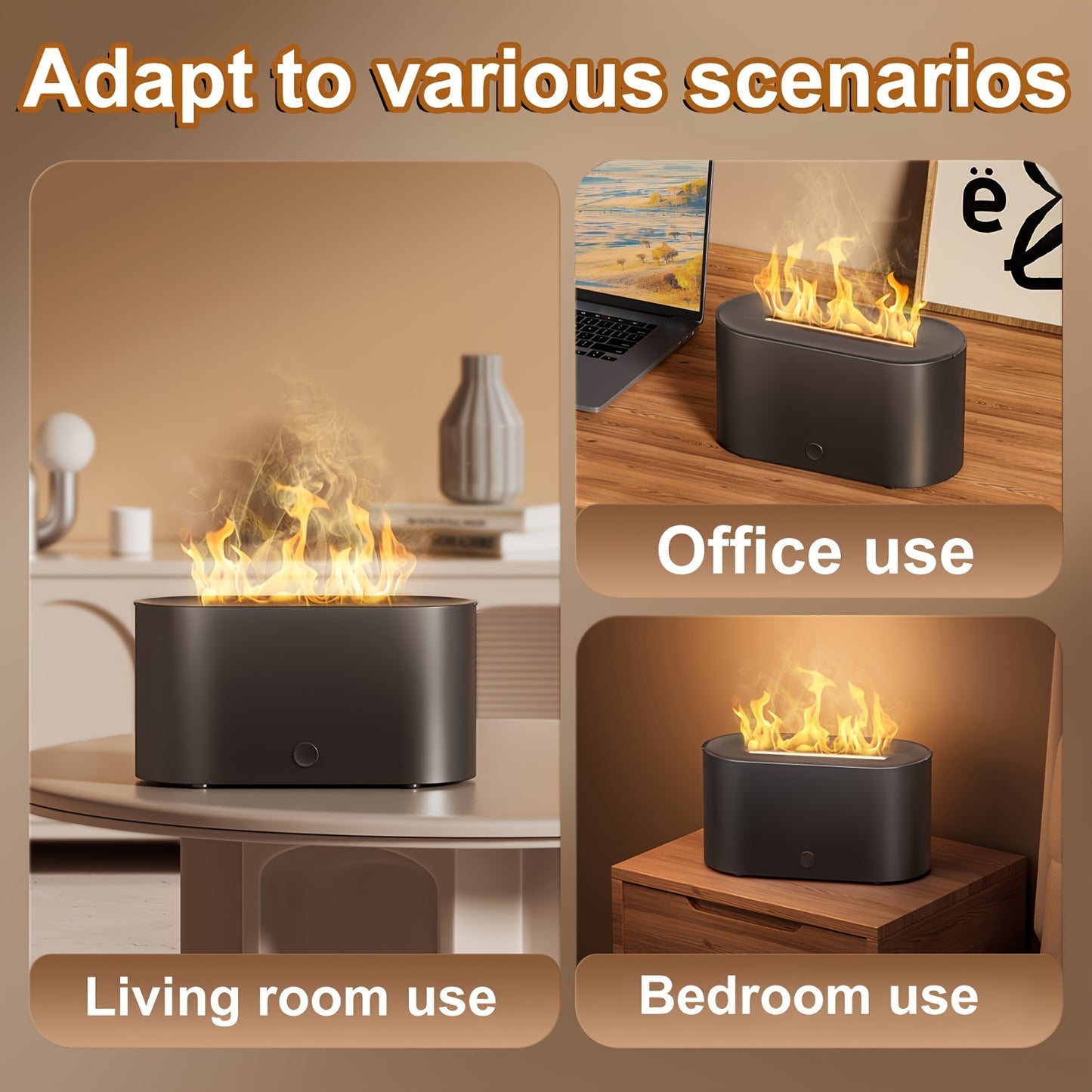 6-Color Flame Effect Humidifier & Essential Oil Diffuser