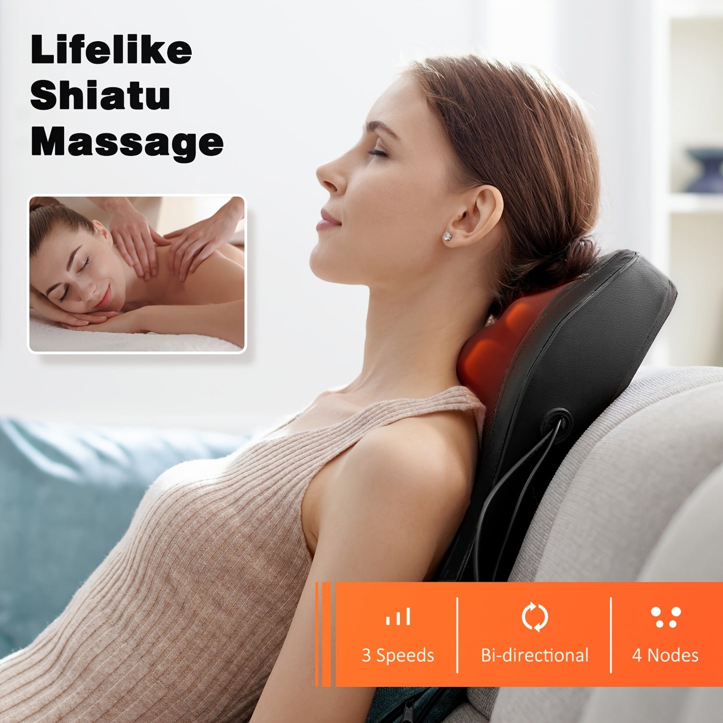 Shiatsu Neck And Shoulder Massager 1pc Ideal For Home, Office, Travel Use