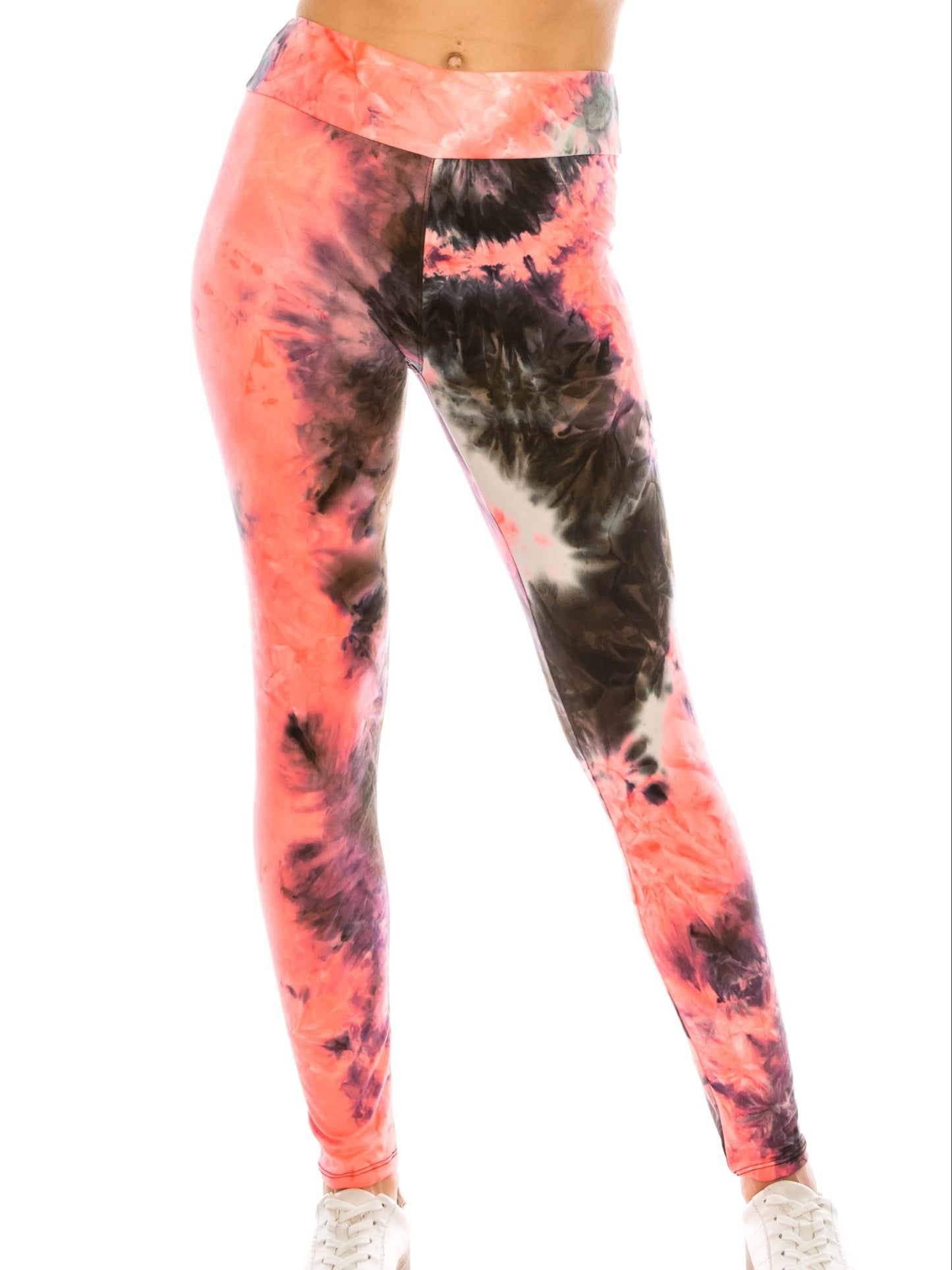 2 PACK Women's High Waist Stretched Soft Slim Tie Dye Leggings