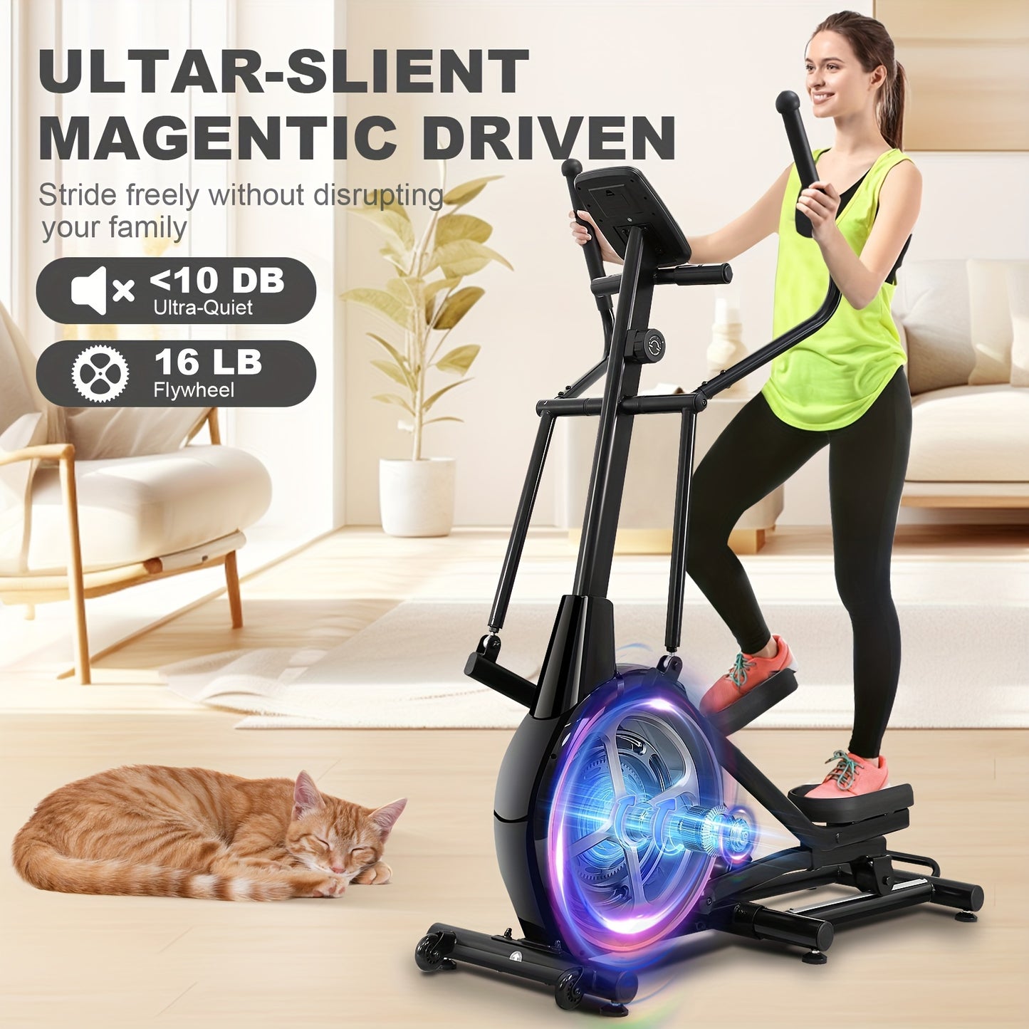 Elliptical Exercise Machine With Hyper-Quiet Front Magnetic Driving System