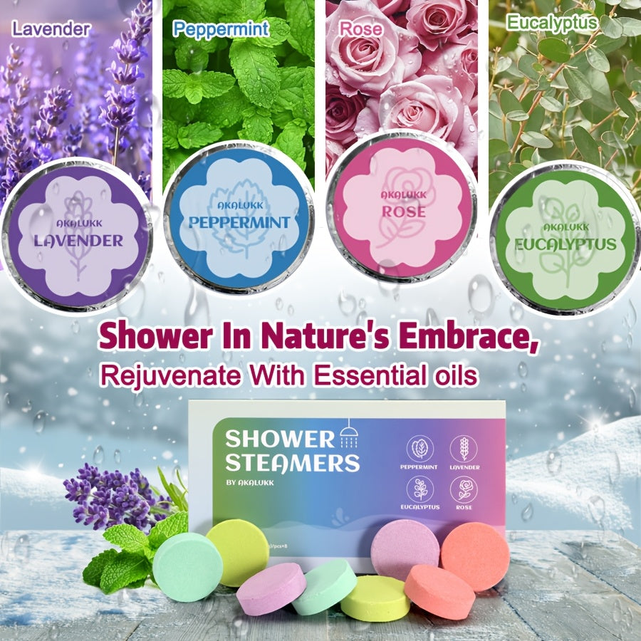 Eucalyptus * 2, Lavender * 2, Mint * 2, Rose Fragrance * 2 Shower Steamers
