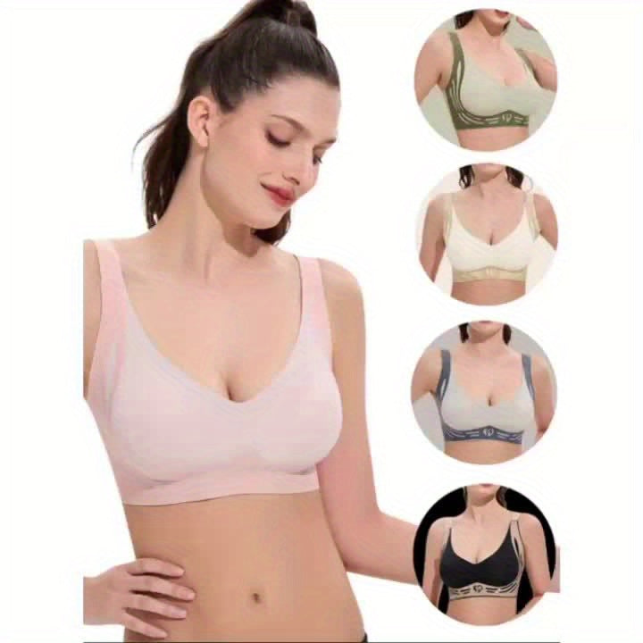 4-Pack Anti-Shock Sports Bras with Adjustable Straps,