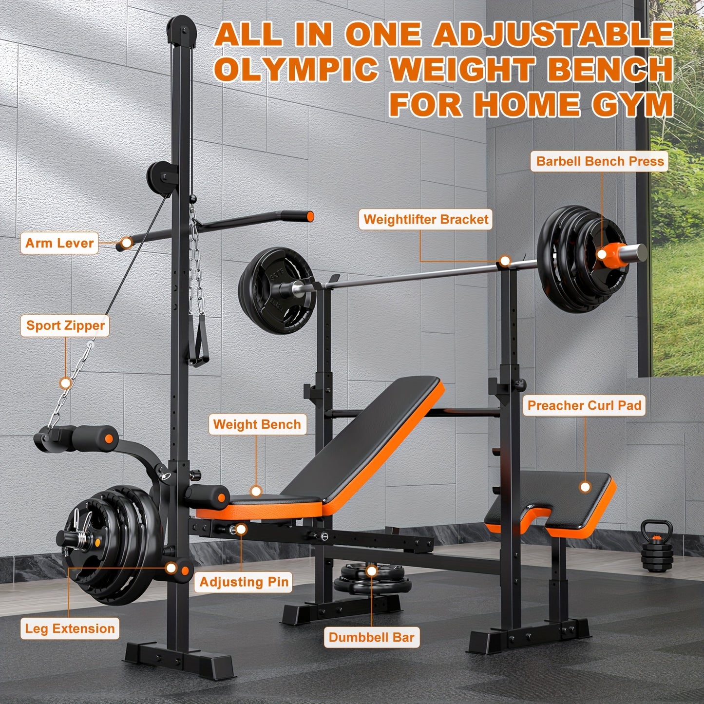 8-in-1 All In One Adjustable & Foldable Weight Bench