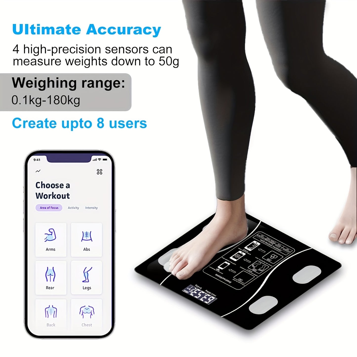 Daily Weight Tracking Smart Digital Bathroom Scale